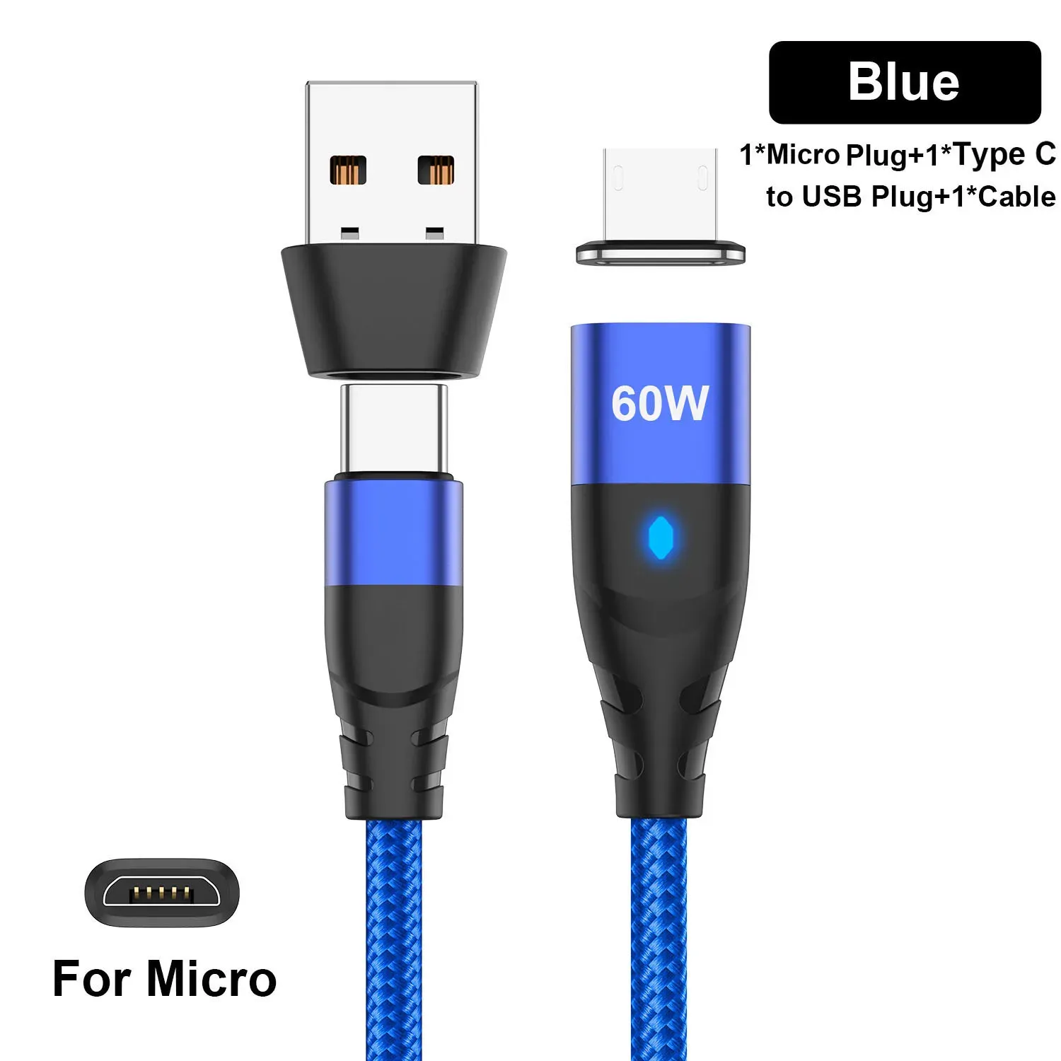 Câble de charge rapide magnétique USB-C vers VopeC pour iPhone et Samsung, 60 W 16