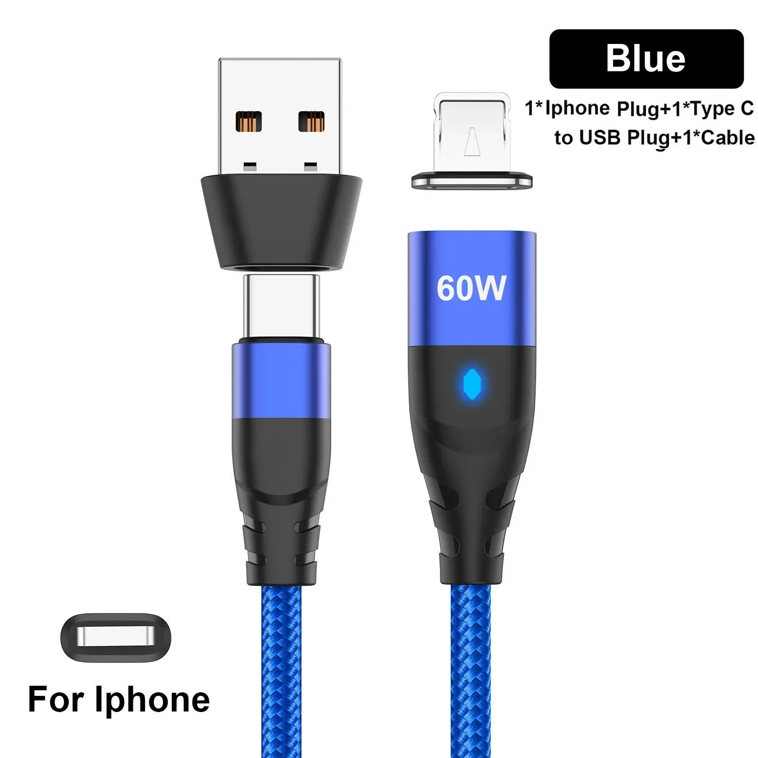 Câble de charge rapide magnétique USB-C vers VopeC pour iPhone et Samsung, 60 W 8