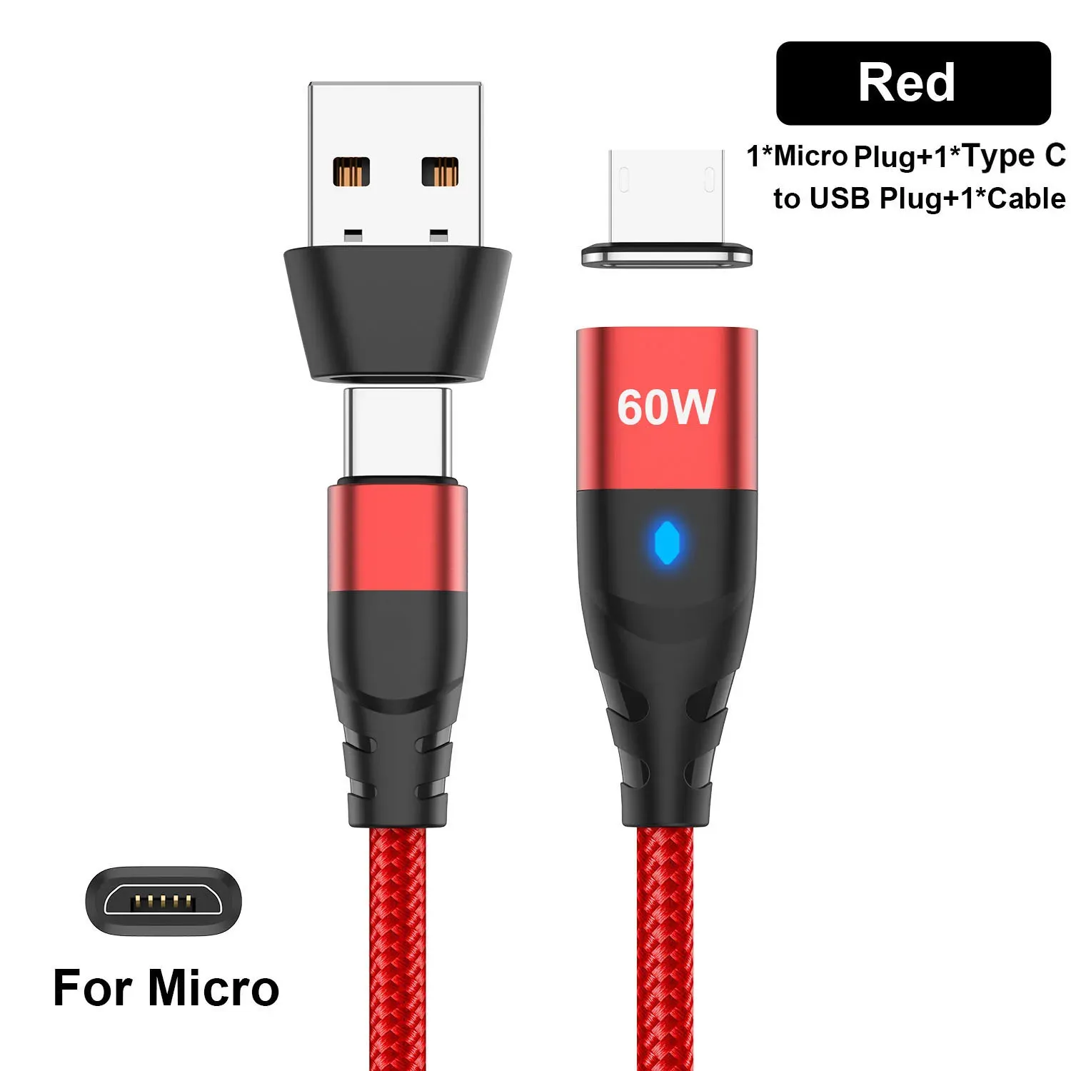 Câble de charge rapide magnétique USB-C vers VopeC pour iPhone et Samsung, 60 W 9