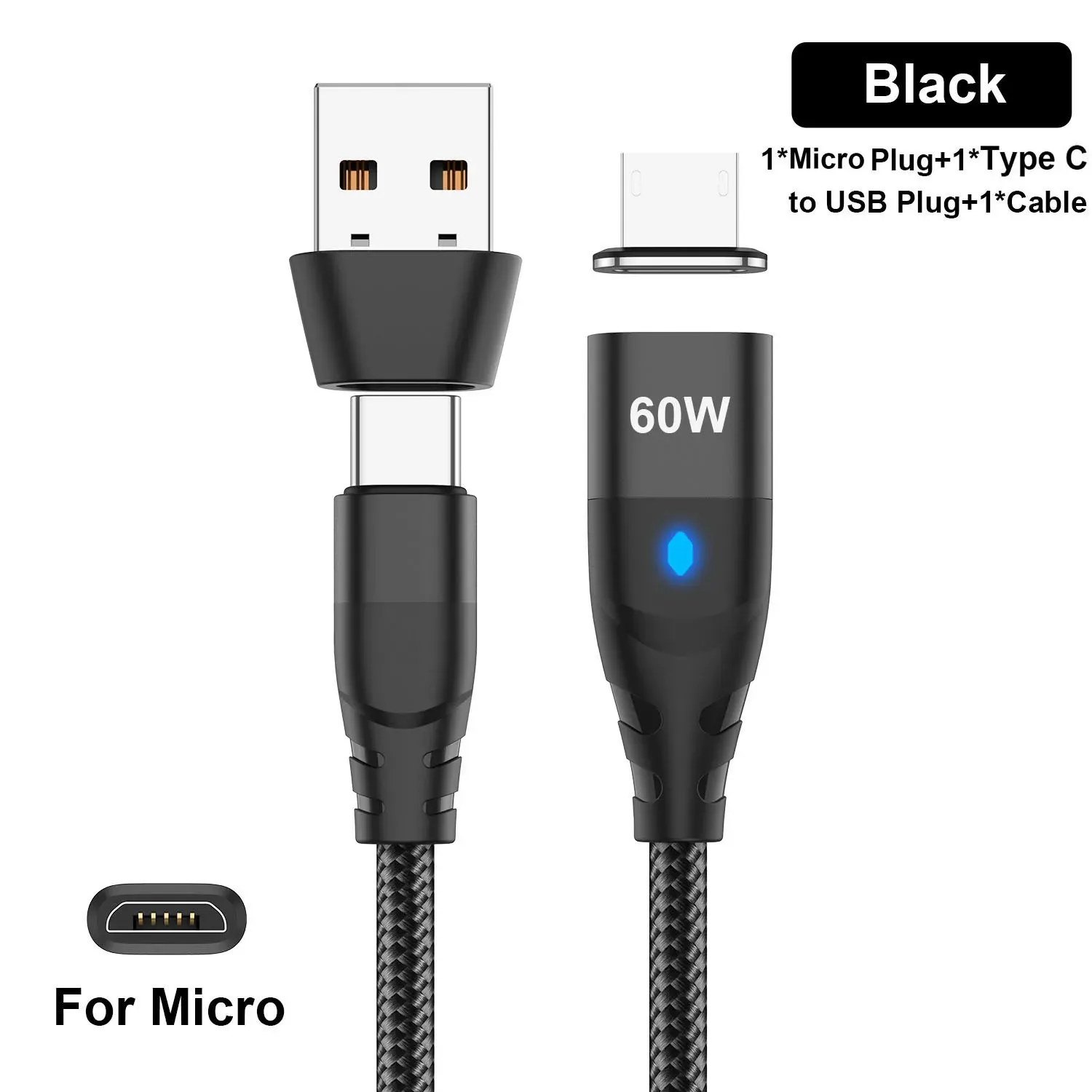 Câble de charge rapide magnétique USB-C vers VopeC pour iPhone et Samsung, 60 W 18