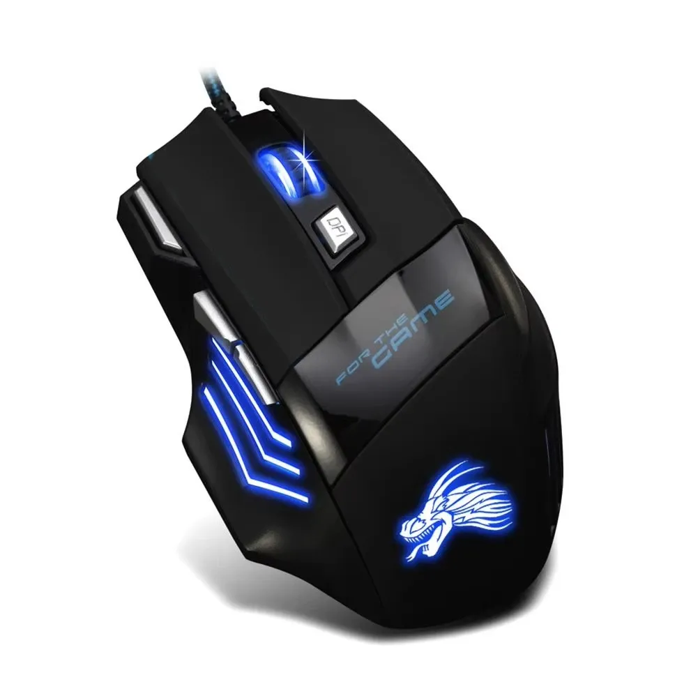Souris de jeu filaire rétroéclairée à 7 boutons, ergonomique, USB, 5500 DPI 3