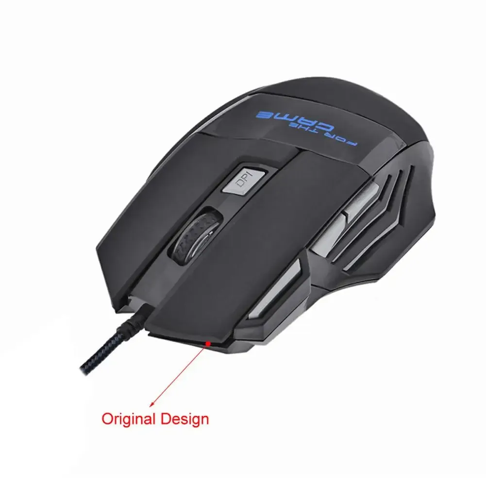 Souris de jeu filaire rétroéclairée à 7 boutons, ergonomique, USB, 5500 DPI 4