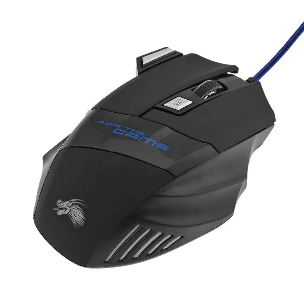 Souris de jeu filaire rétroéclairée à 7 boutons, ergonomique, USB, 5500 DPI 5