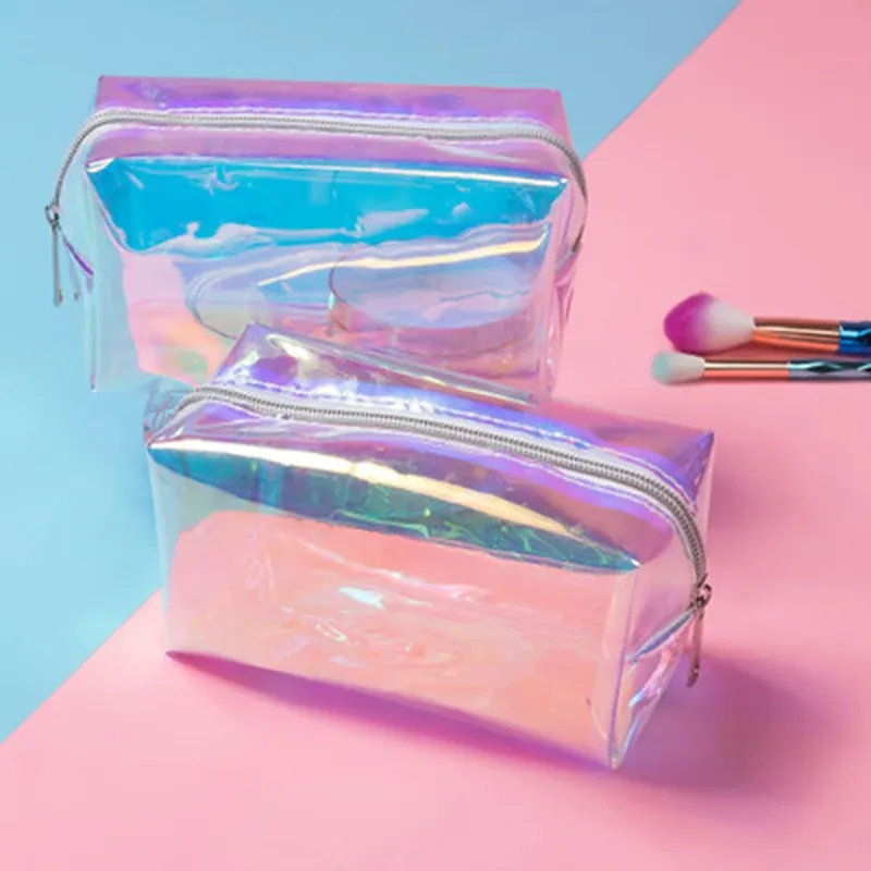 Trousse de maquillage holographique et sac de voyage pour cosmétiques, organisateur de toilette