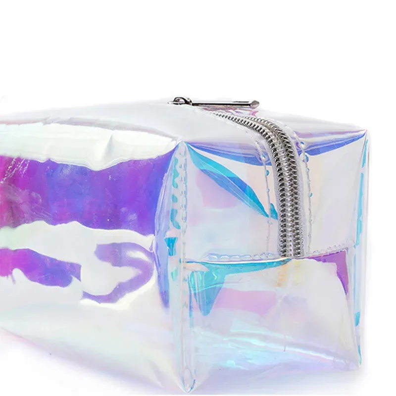 Trousse de maquillage holographique et sac de voyage pour cosmétiques, organisateur de toilette 4