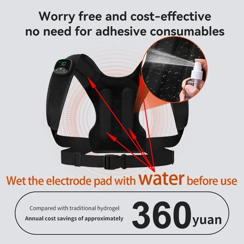 Stimulateur musculaire électrique EMS pour le dos et les épaules, masseur anti-stress avec correction de posture, rechargeable par USB 5