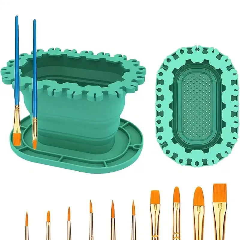 Seau pliable en silicone pour le rangement des pinceaux
