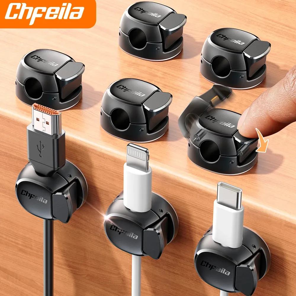 Clips organisateurs de câbles à double ressort, support adhésif pour câbles de chargeur de téléphone, gestion des câbles, organisateur de fils 3/6/9/12/16 pièces