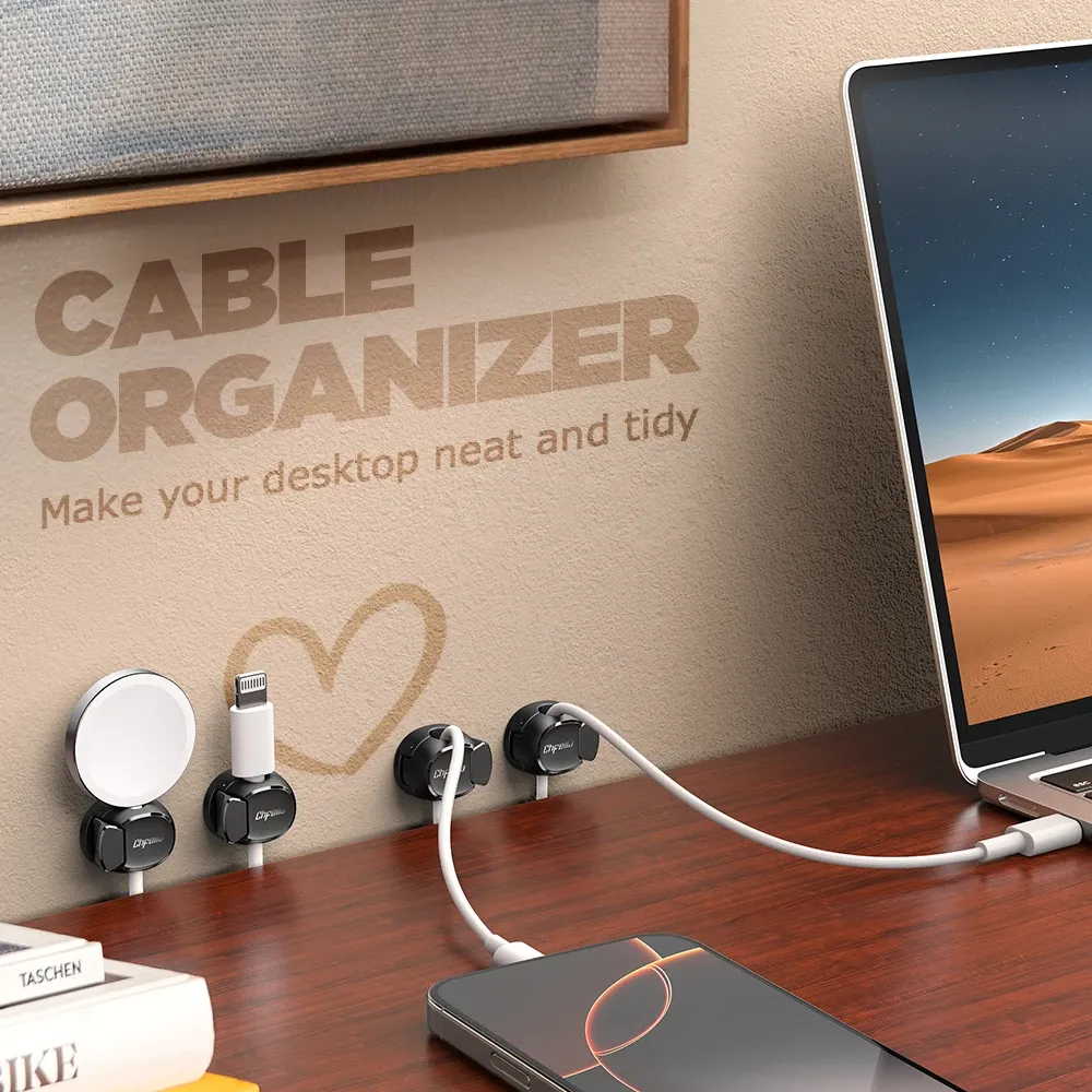 Clips organisateurs de câbles à double ressort, support adhésif pour câbles de chargeur de téléphone, gestion des câbles, organisateur de fils 3/6/9/12/16 pièces 6