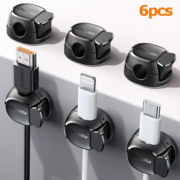Clips organisateurs de câbles à double ressort, support adhésif pour câbles de chargeur de téléphone, gestion des câbles, organisateur de fils 3/6/9/12/16 pièces 12