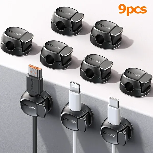 Clips organisateurs de câbles à double ressort, support adhésif pour câbles de chargeur de téléphone, gestion des câbles, organisateur de fils 3/6/9/12/16 pièces 10