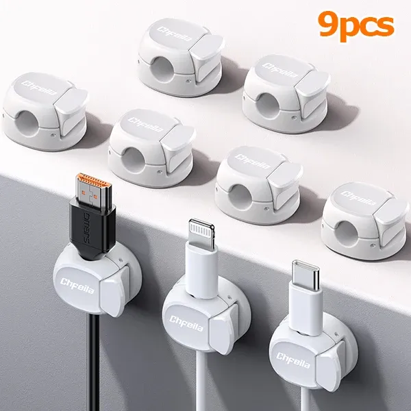 Clips organisateurs de câbles à double ressort, support adhésif pour câbles de chargeur de téléphone, gestion des câbles, organisateur de fils 3/6/9/12/16 pièces 15