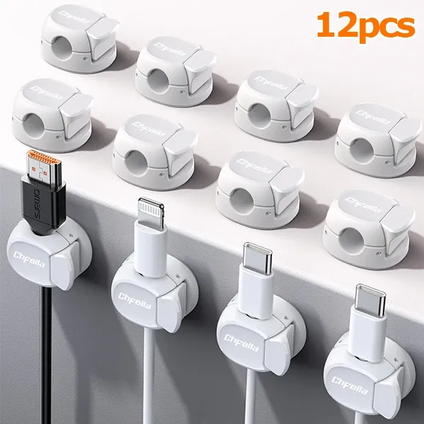 Clips organisateurs de câbles à double ressort, support adhésif pour câbles de chargeur de téléphone, gestion des câbles, organisateur de fils 3/6/9/12/16 pièces 13