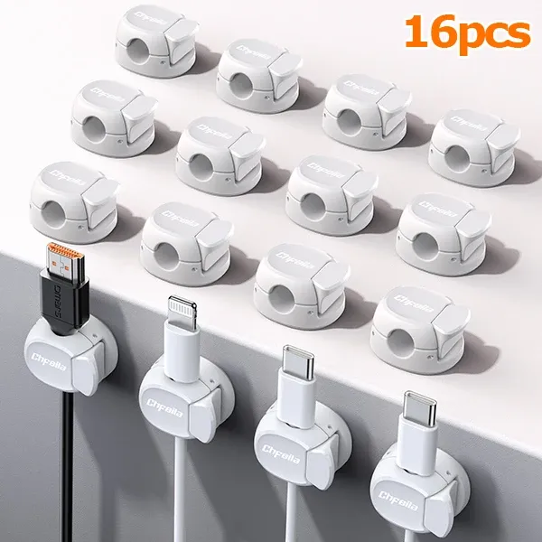 Clips organisateurs de câbles à double ressort, support adhésif pour câbles de chargeur de téléphone, gestion des câbles, organisateur de fils 3/6/9/12/16 pièces 7