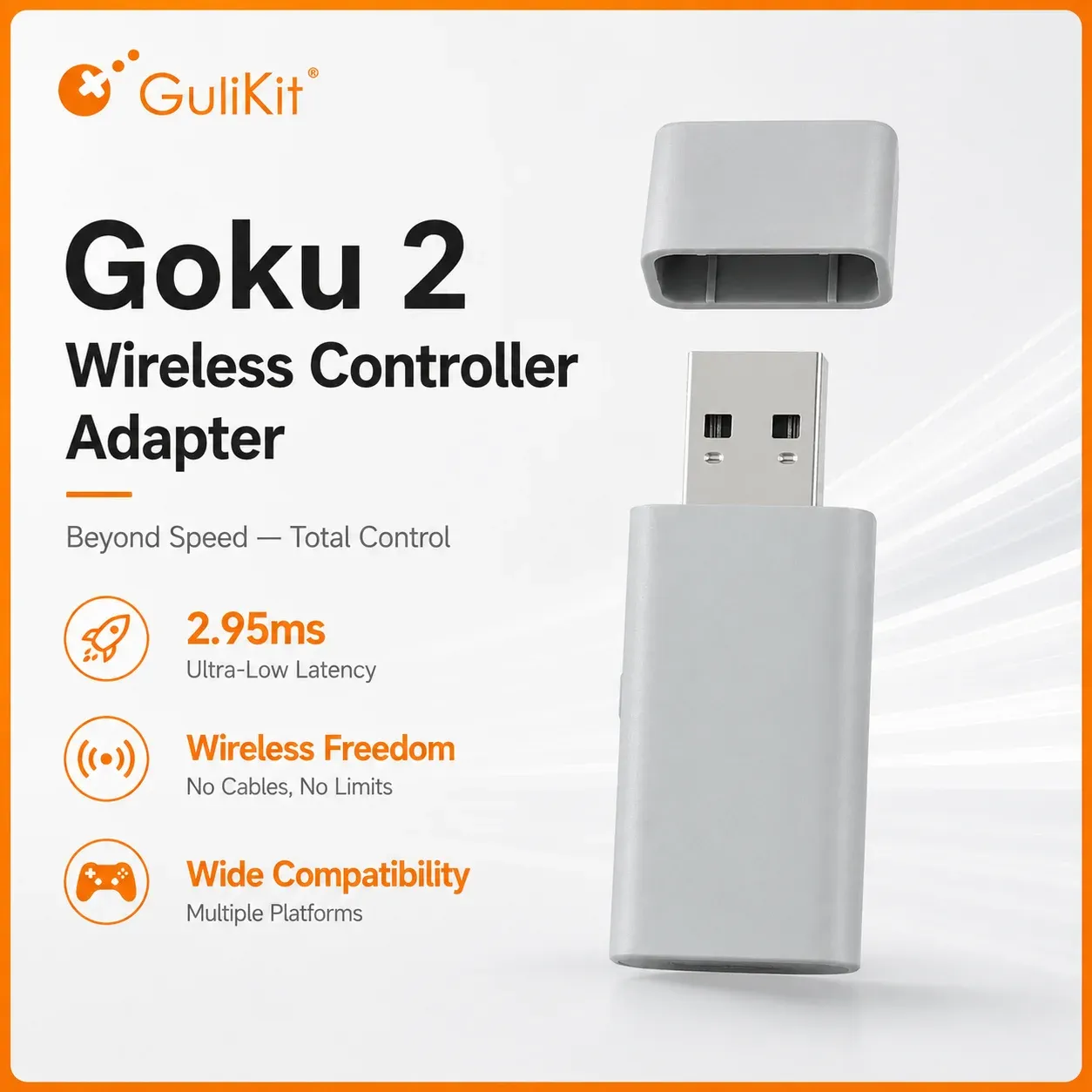 Adaptateur sans fil Gulikit Goku 2 pour manette : récepteur dongle compatible Windows, Nintendo Switch, PS4, Android, Xbox Series X|S et Xbox One