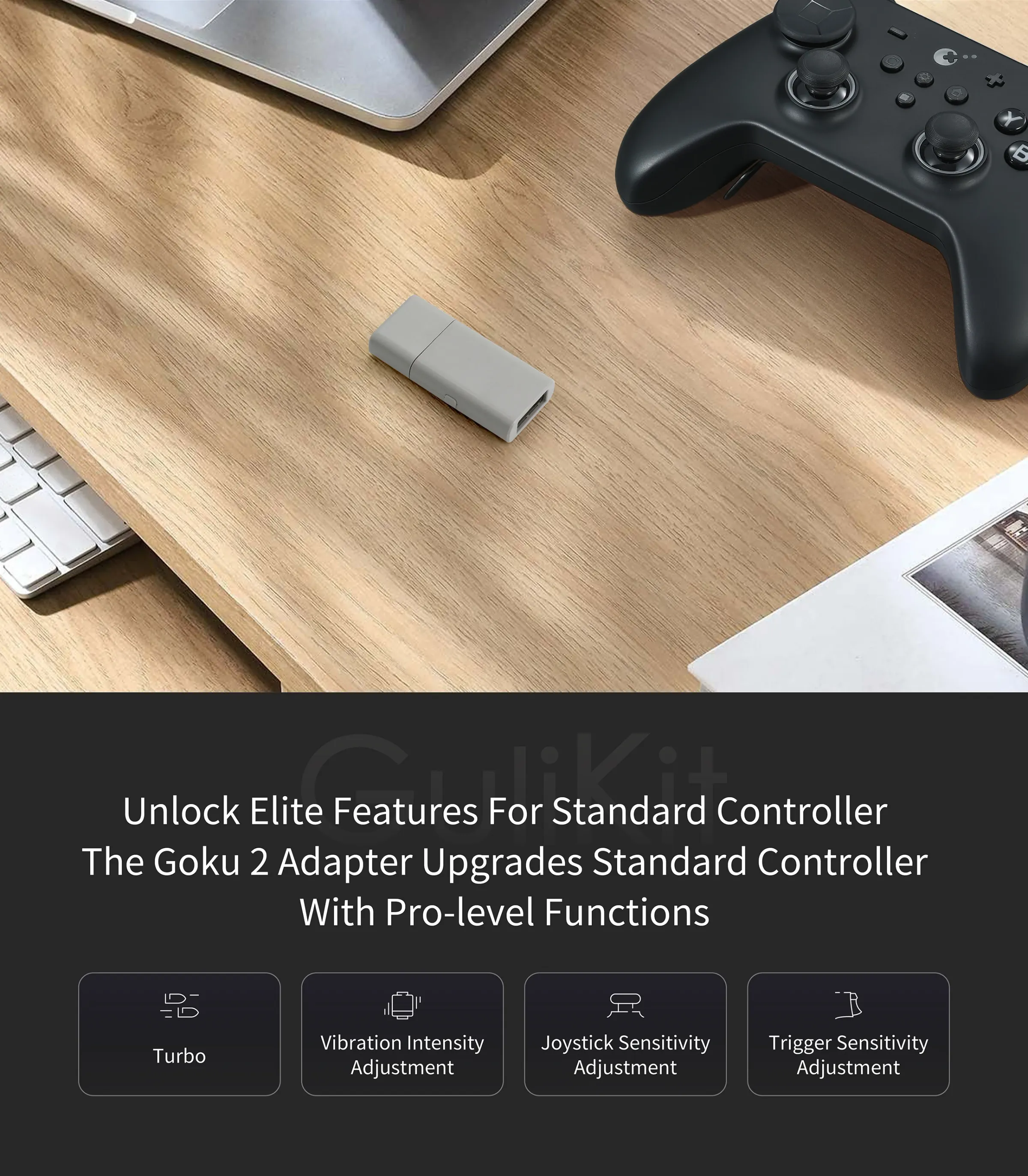 Adaptateur sans fil Gulikit Goku 2 pour manette : récepteur dongle compatible Windows, Nintendo Switch, PS4, Android, Xbox Series X|S et Xbox One 4