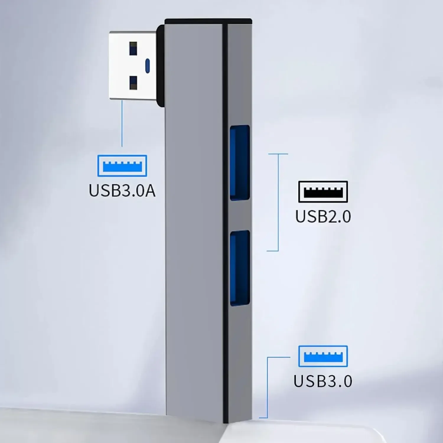Station d'accueil USB-C coudée à 90°, hub 4 ports USB 3.0 haute vitesse pour ordinateur portable, réf. C1FD 3