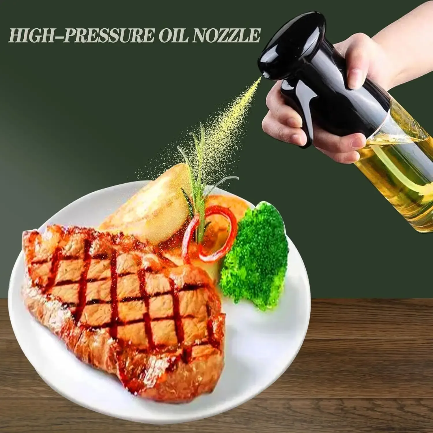 Bouteille pulvérisateur d'huile 200/300 ml pour barbecue et cuisine, bouteille vide en plastique pour huile d'olive et vinaigre 3