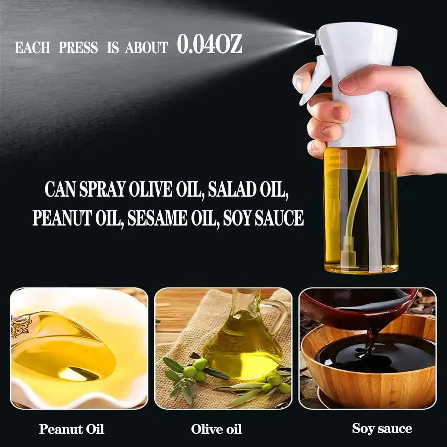 Bouteille pulvérisateur d'huile 200/300 ml pour barbecue et cuisine, bouteille vide en plastique pour huile d'olive et vinaigre 5