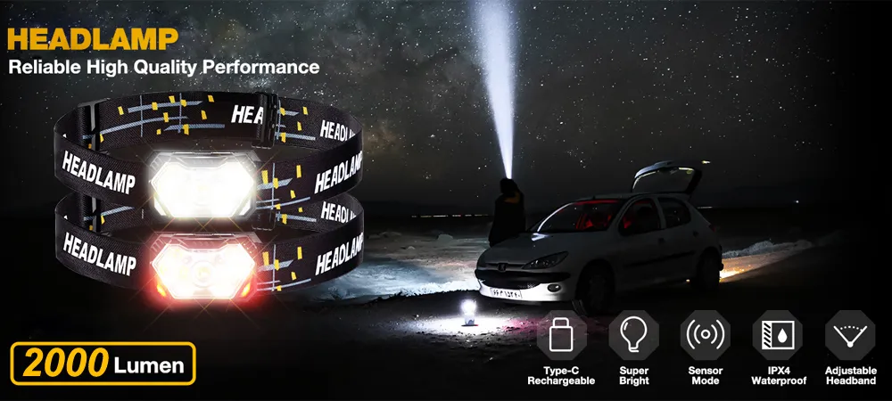 Lampe frontale portable à 9 LED