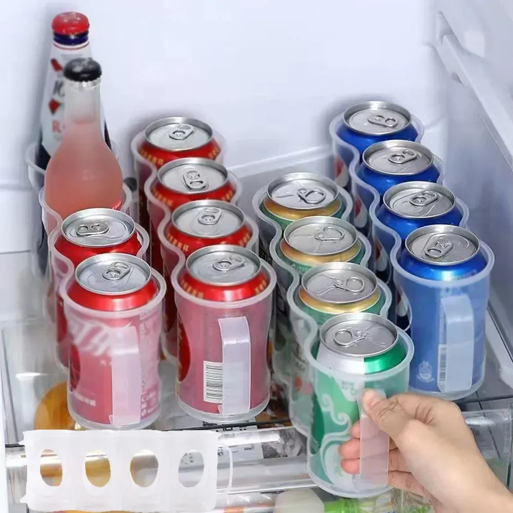 Boîte de rangement portable pour canettes de soda, adaptée aux étagères de réfrigérateur, support pour canettes de bière, étagère coulissante de rangement pour réfrigérateur, plastique transparent - Image 1