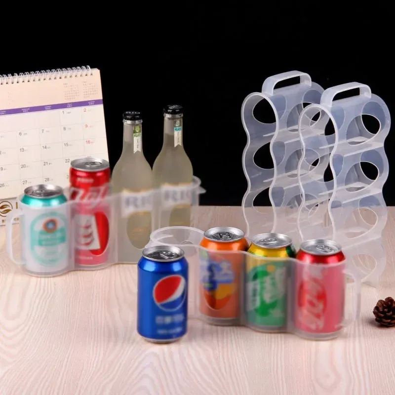 Boîte de rangement portable pour canettes de soda, adaptée aux étagères de réfrigérateur, support pour canettes de bière, étagère coulissante de rangement pour réfrigérateur, plastique transparent 3