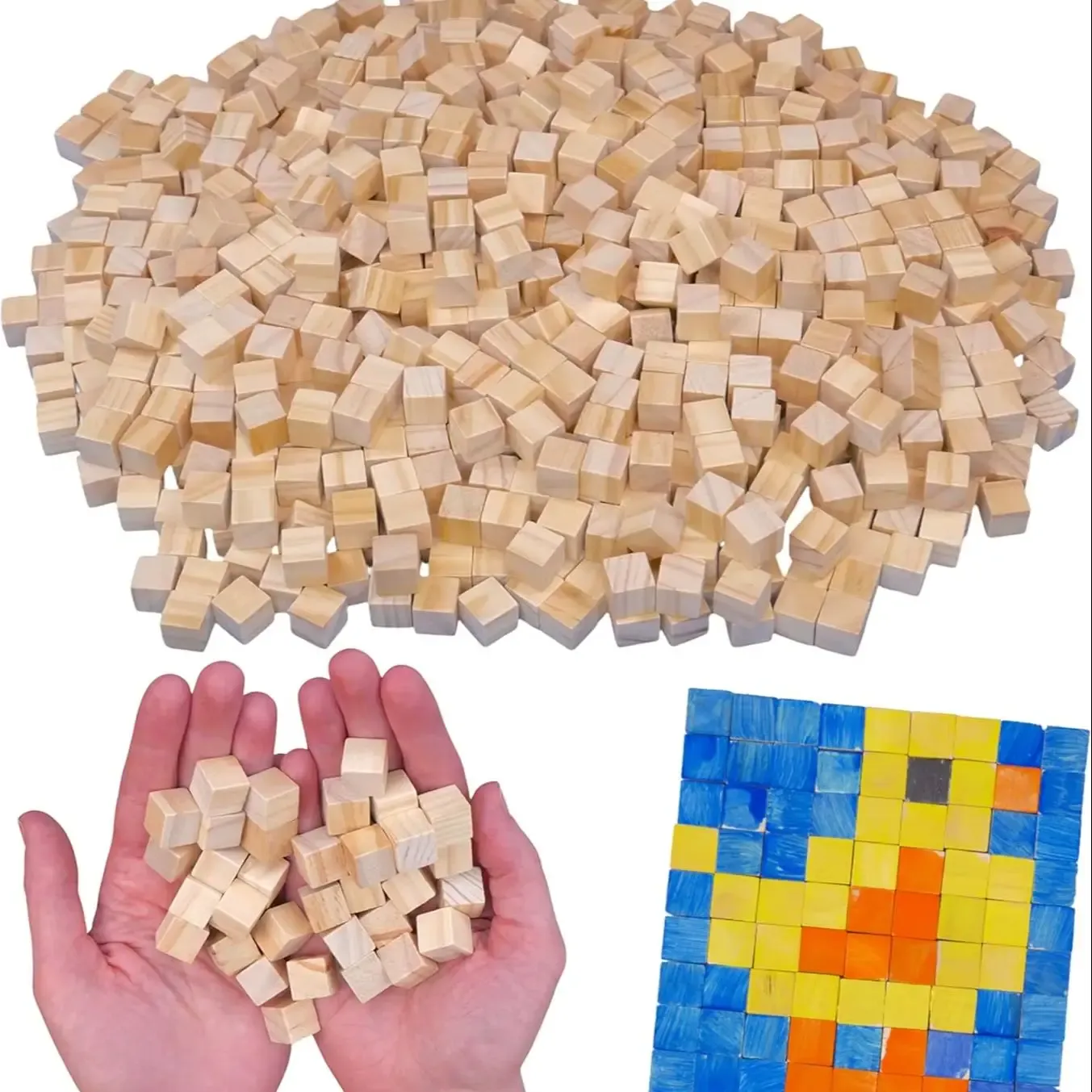 Cubes de bois en pin non finis, 1 cm – Lot de 100 ou 200 pour projets, artisanat et bricolage 8