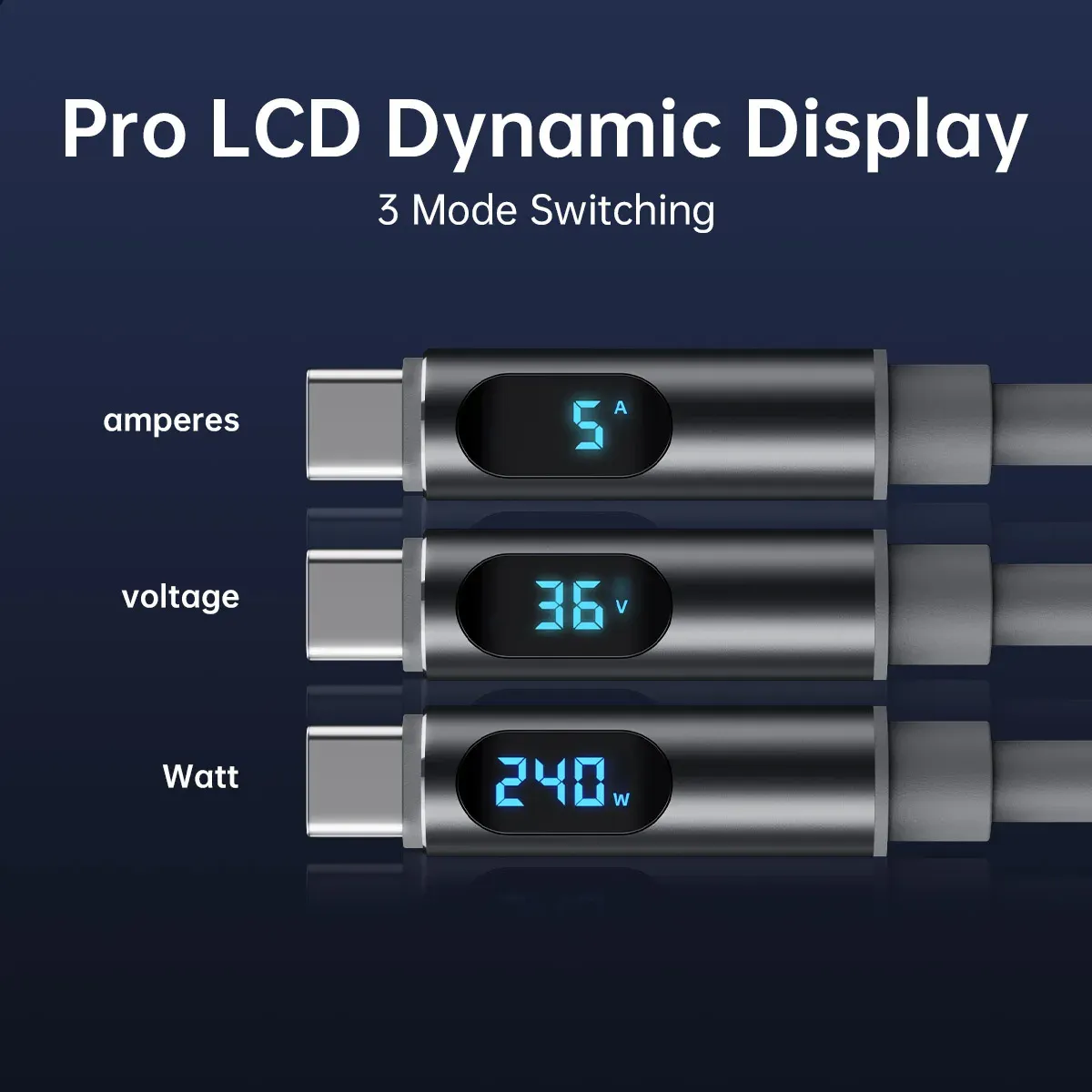 Câble de charge USB-C vers USB-C 240 W avec écran LCD, compatible iPhone, Redmi, POCO et Samsung 2