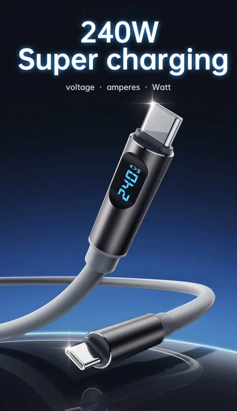 Câble de charge super rapide 240W avec écran LCD