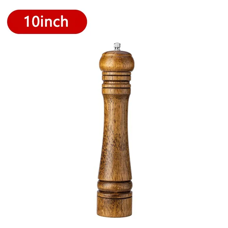Moulins à sel et à poivre en bois massif de 13/20/25 cm, moulin à épices avec mécanisme de broyage en céramique réglable, ustensiles de cuisine 9