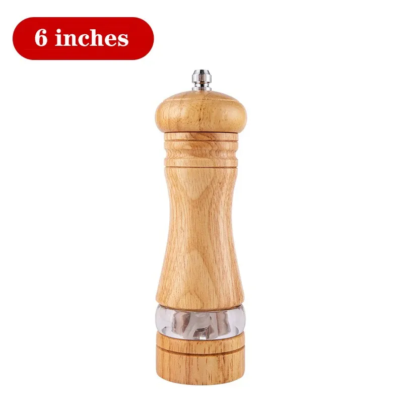 Moulins à sel et à poivre en bois massif de 13/20/25 cm, moulin à épices avec mécanisme de broyage en céramique réglable, ustensiles de cuisine 15