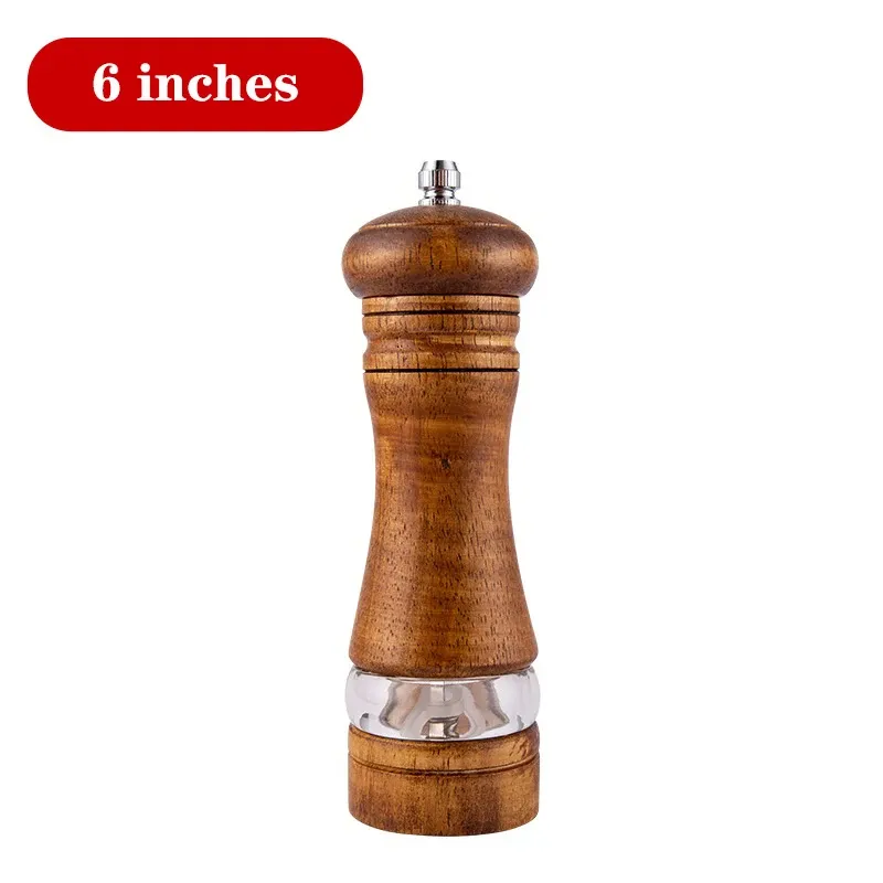 Moulins à sel et à poivre en bois massif de 13/20/25 cm, moulin à épices avec mécanisme de broyage en céramique réglable, ustensiles de cuisine 11
