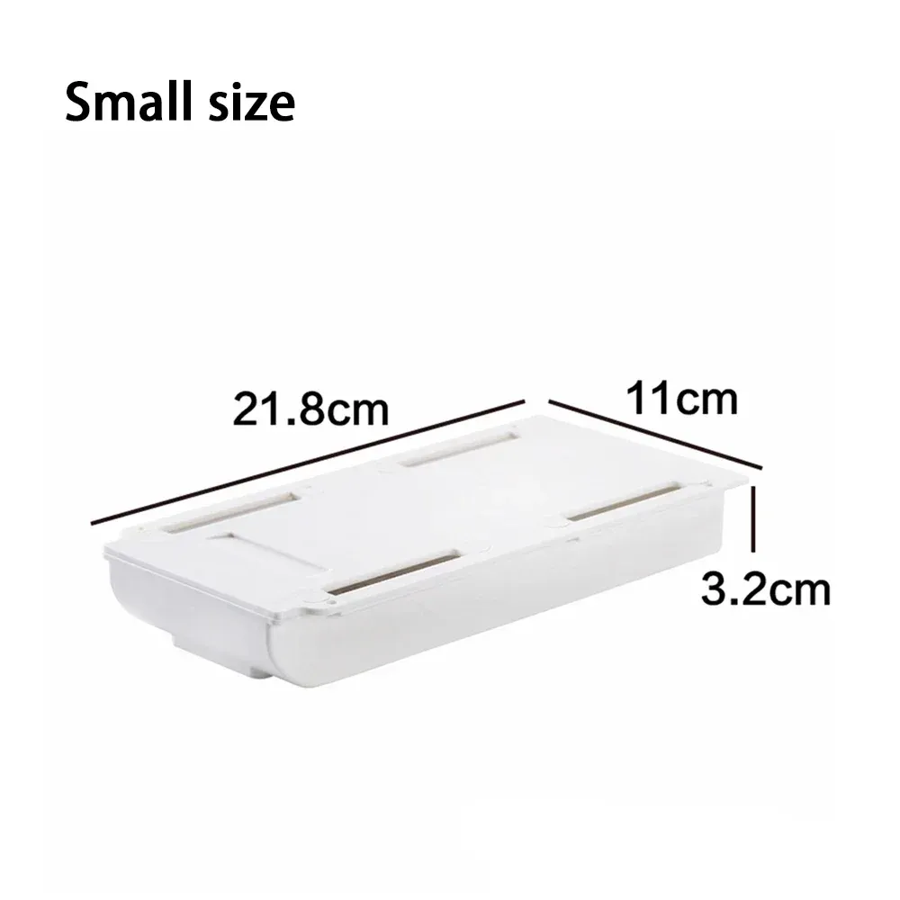 Boîte de rangement cachée, tiroir de bureau, support de rangement autocollant en plastique pour table, organisateur simple de papeterie et cosmétiques pour petits articles divers 7