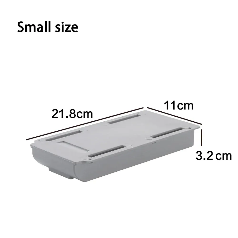 Boîte de rangement cachée, tiroir de bureau, support de rangement autocollant en plastique pour table, organisateur simple de papeterie et cosmétiques pour petits articles divers 10
