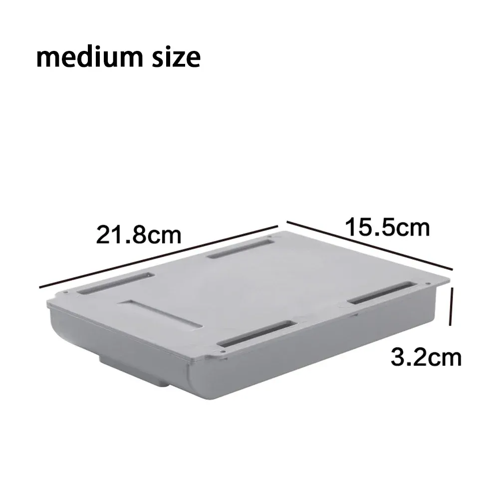 Boîte de rangement cachée, tiroir de bureau, support de rangement autocollant en plastique pour table, organisateur simple de papeterie et cosmétiques pour petits articles divers 11