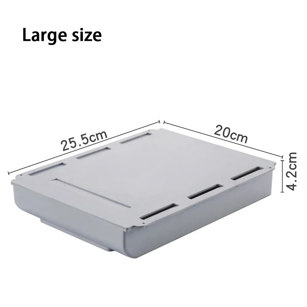 Boîte de rangement cachée, tiroir de bureau, support de rangement autocollant en plastique pour table, organisateur simple de papeterie et cosmétiques pour petits articles divers 9