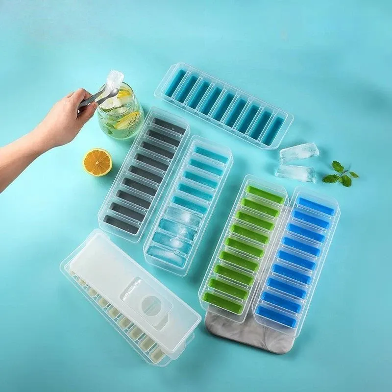 Moule à glaçons allongés en silicone avec orifice de remplissage et couvercle - Image 1
