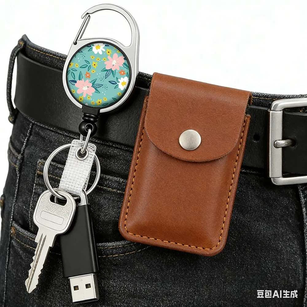 Porte-badge rétractable avec cordon et clip 4