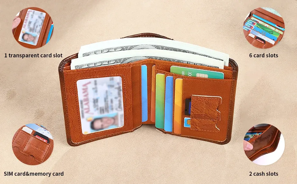 Portefeuille en cuir, finitions soignées