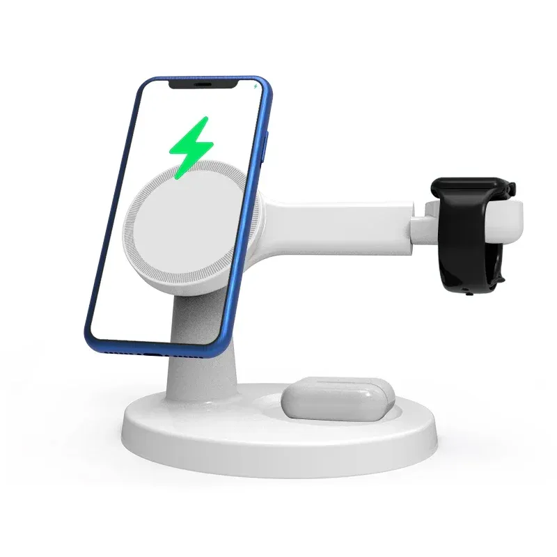 Support de chargeur magnétique sans fil 3 en 1 pour MagSafe iPhone 16, 15, 14, 13 Pro Max, Apple Watch 9, 8 et AirPods Pro, station de charge rapide 4