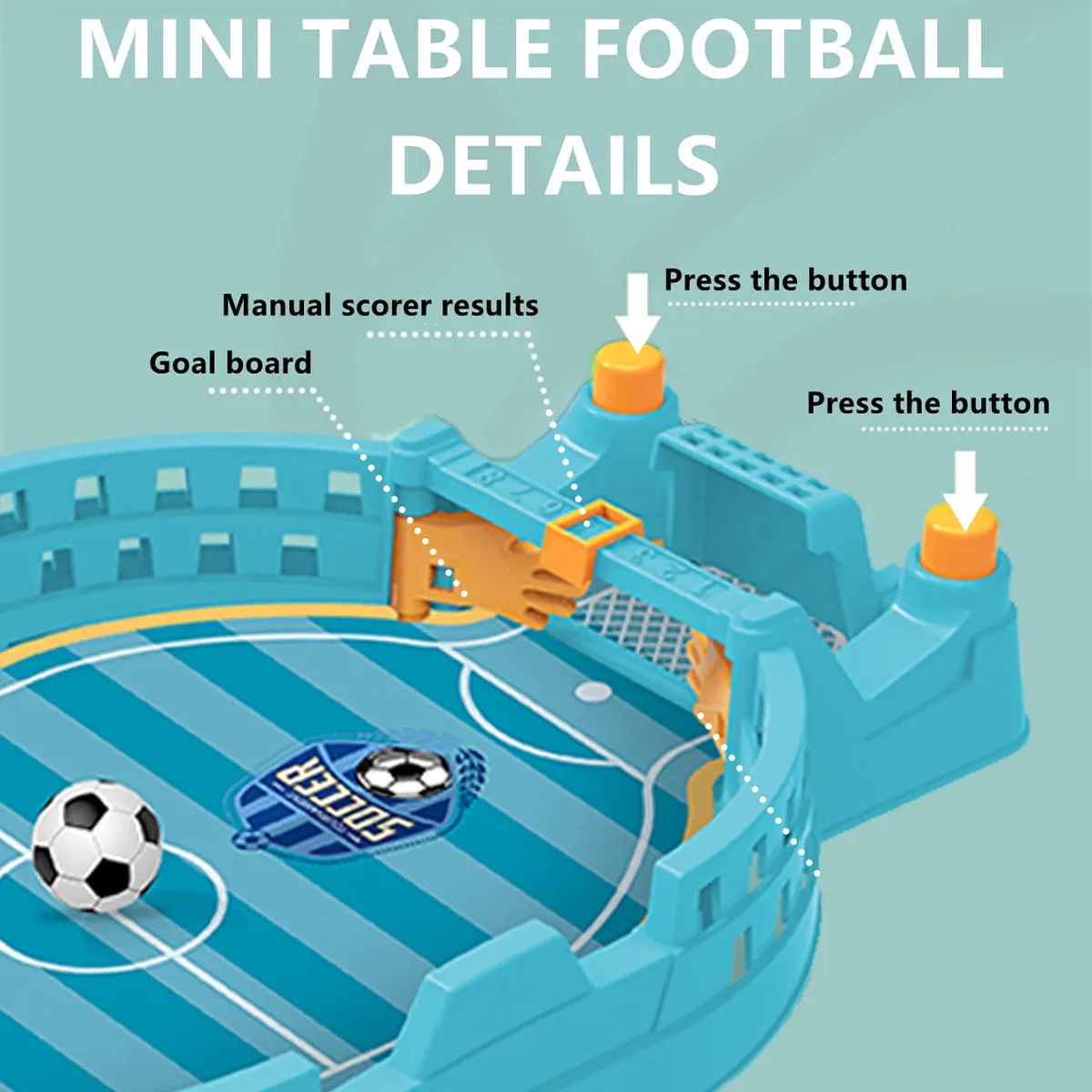 Mini jeu de table de football britannique à catapulte, avec ballons de football, jeu de sport de compétition pour le bureau, jouet pour jeu en famille 5