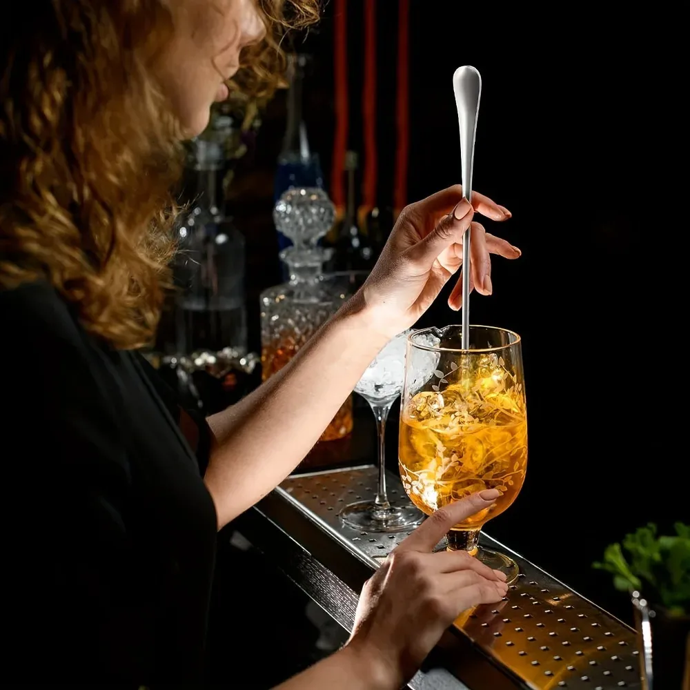 Lot de 2 cuillères à long manche en acier inoxydable pour thé glacé et cocktails 4