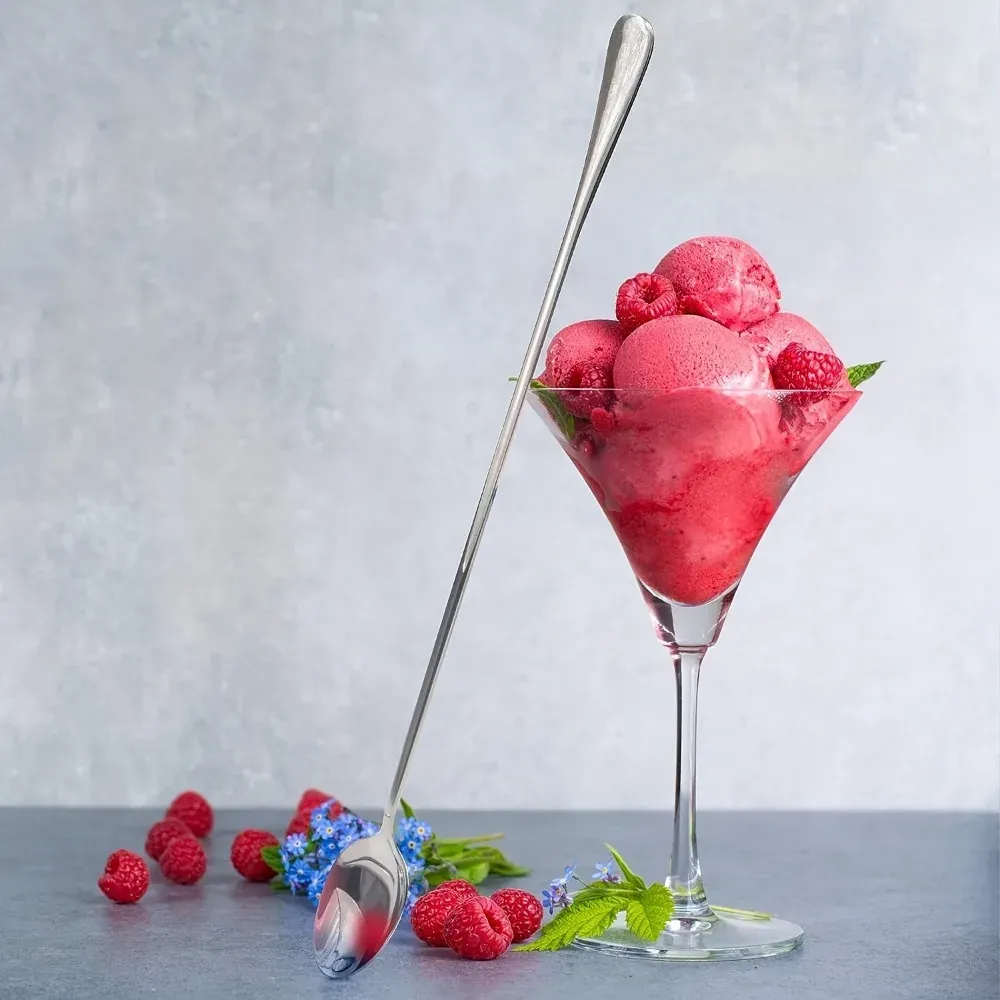 Cuillères à thé glacé en acier inoxydable, détail du design