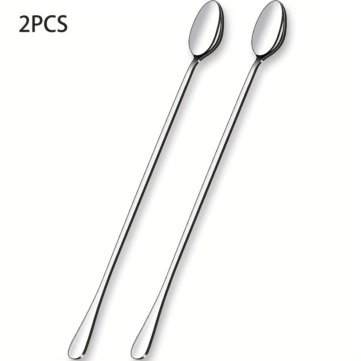 Lot de 2 cuillères à long manche en acier inoxydable pour thé glacé et cocktails 6