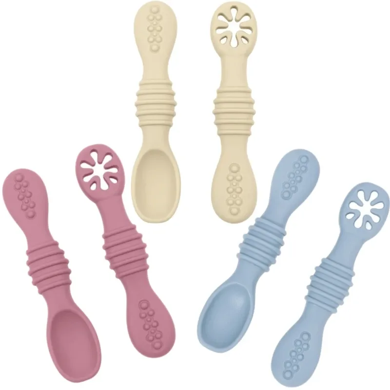 Ensemble de cuillère et fourchette pour bébé, 2 pièces, en silicone souple, couverts d'entraînement pour enfants, vaisselle d'alimentation - Image 1