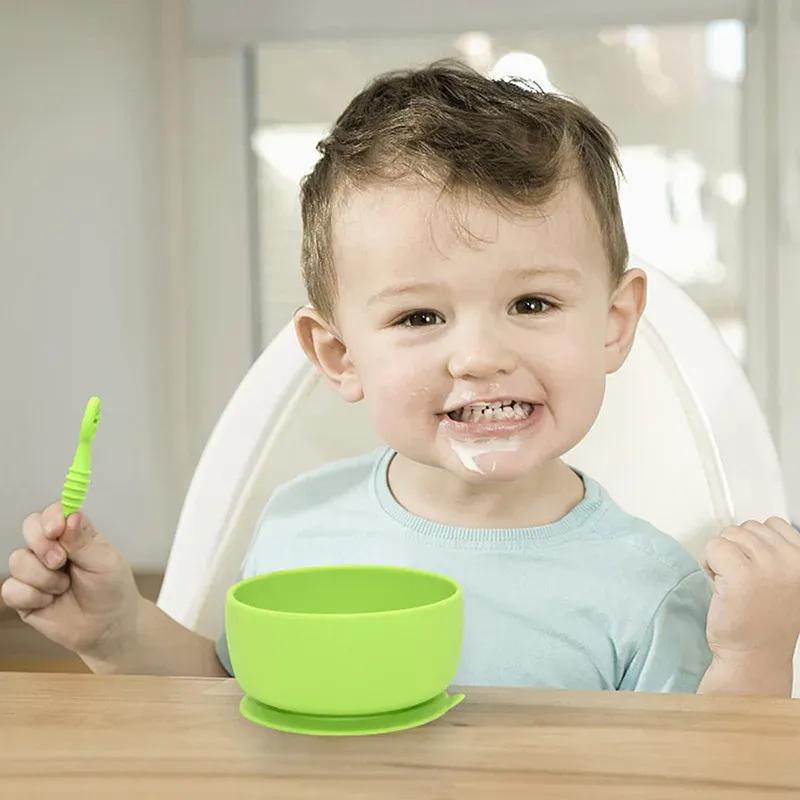 Ensemble de cuillère et fourchette pour bébé, 2 pièces, en silicone souple, couverts d'entraînement pour enfants, vaisselle d'alimentation 2