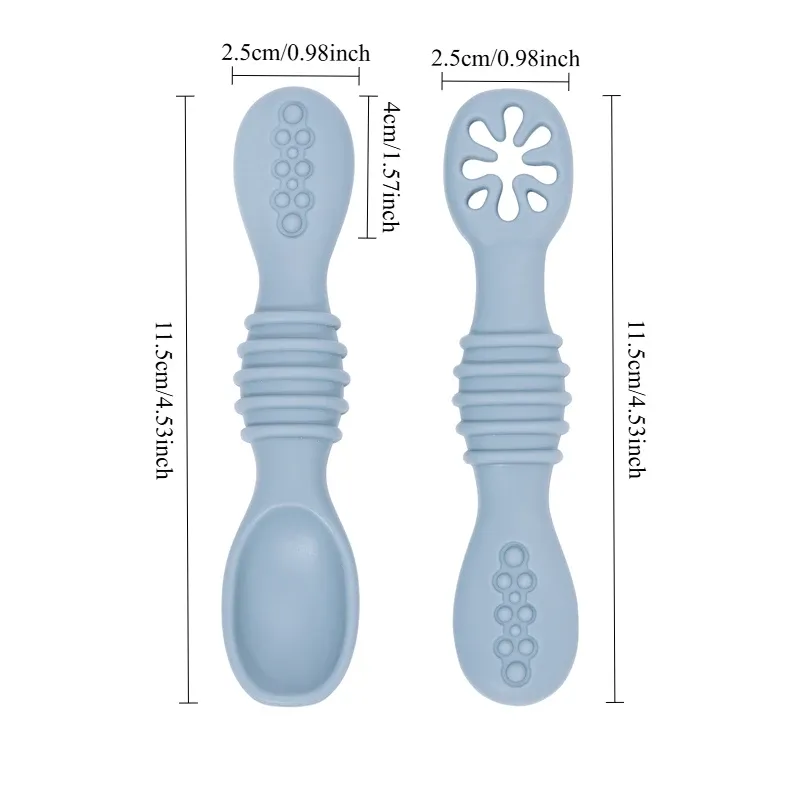 Ensemble cuillère et fourchette pour bébé en silicone souple