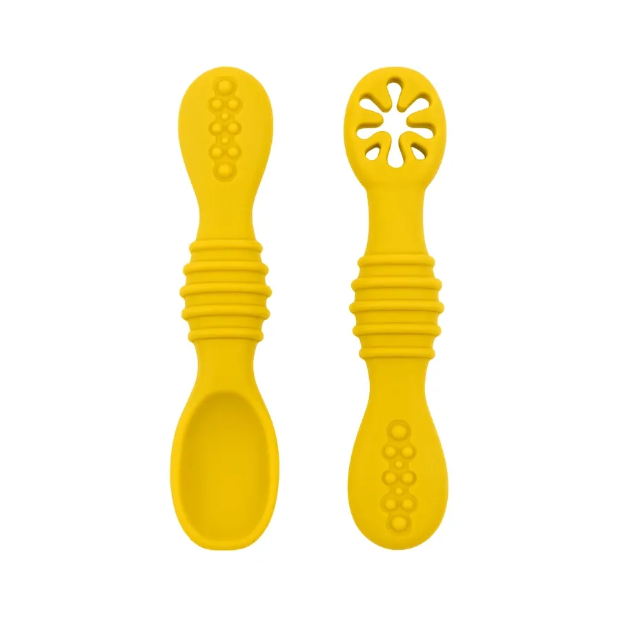 Ensemble de cuillère et fourchette pour bébé, 2 pièces, en silicone souple, couverts d'entraînement pour enfants, vaisselle d'alimentation 9