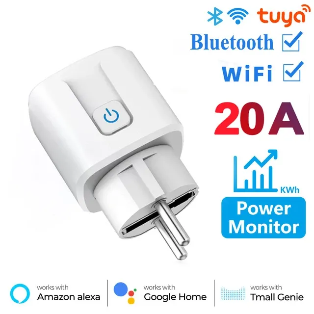 Prise connectée EU 16A/20A, AC 100-240V, compatible Wi-Fi, commande vocale Alexa et Google Home, fonctionne avec l'application Tuya Smart Life 10