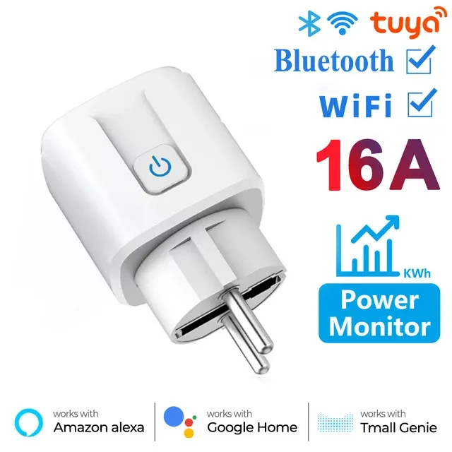 Prise connectée EU 16A/20A, AC 100-240V, compatible Wi-Fi, commande vocale Alexa et Google Home, fonctionne avec l'application Tuya Smart Life 7